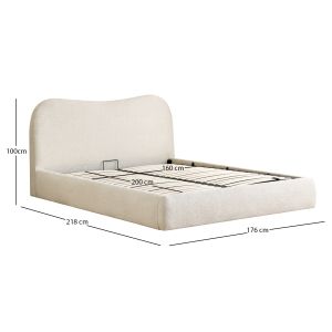 Bed Roya Sm734.03 beige bouquet with fabrics and storage space - for mattress 160x200cm