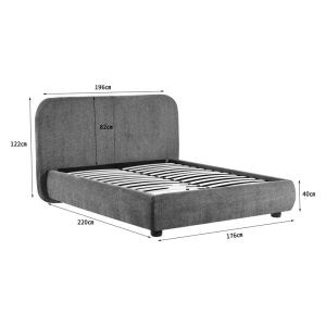 Salena bed, dark gray fabric, 160x200cm