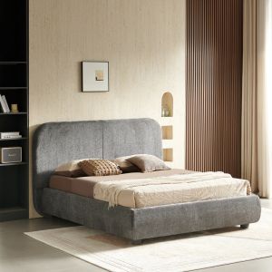 Salena bed, dark gray fabric, 160x200cm