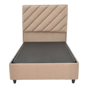 Tito bed with storage space, boucle fabric in light brown shade 120x200cm