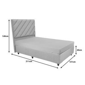 Tito bed with storage space, boucle fabric in light brown shade 120x200cm