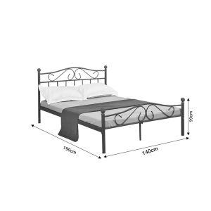Bed Yorick black metal 140x190x99cm