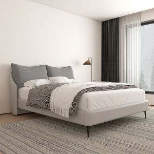 Bed Britannia Sm735.01 gray fabric and vinyl - for mattress 160x200cm.