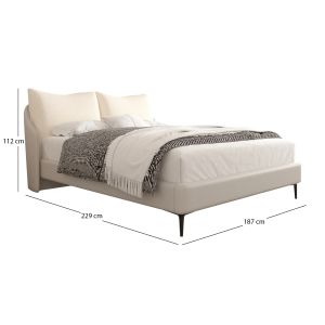 Bed Britannia Sm735.03 beige fabric and vinyl - for mattress 160x200cm.
