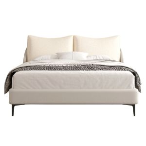 Bed Britannia Sm735.03 beige fabric and vinyl - for mattress 160x200cm.