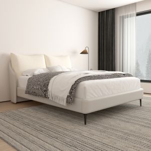 Bed Britannia Sm735.03 beige fabric and vinyl - for mattress 160x200cm.