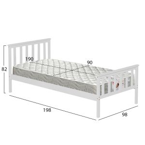 Легло с матрак Gimly Hm21300.01 борова дървесина в бял цвят за матрак 90x190см