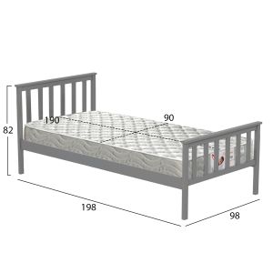 Легло с матрак Gimly Hm21300.02 борова дървесина в сив цвят за матрак 90x190см