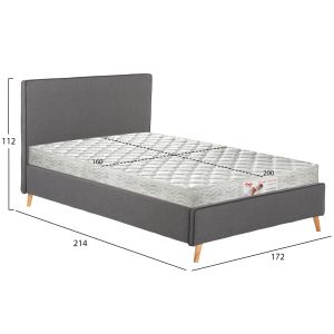 Легло с матрак Indra Hm21280.01 сив плат - матрак 160x200см