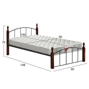 Легло с матрак Makai Hm21330 метал и дърво в орех - матрак 90x190см