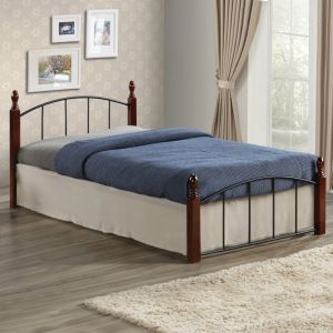 Легло с матрак Makai Hm21330 метал и дърво в орех - матрак 90x190см