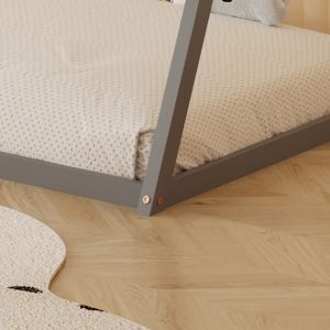 Легло с матрак Munk Hm21306.02 борова дървесина в сив цвят -- матрак 90x190см