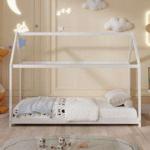Легло с матрак Pepe Hm21302.01 борова дървесина в бял цвят -- матрак 90x190см