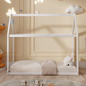 Легло с матрак Pepe Hm21303.01 борова дървесина в бял цвят -- матрак 70x140см