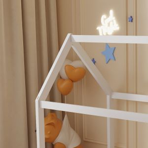 Легло с матрак Pepe Hm21303.01 борова дървесина в бял цвят -- матрак 70x140см