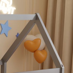Легло с матрак Pepe Hm21303.02 борова дървесина в сив цвят -- матрак 70x140см