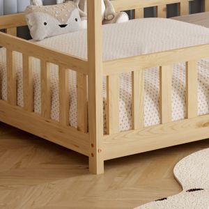 Легло с матрак Phyllis Hm21304 борова дървесина в естествен дървесен цвят -- матрак 90x190см