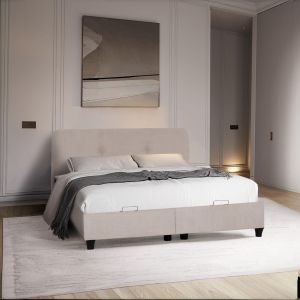 Легло с място за съхранение Dolores Hm631.32 бежов плат - за матраци 160x200см
