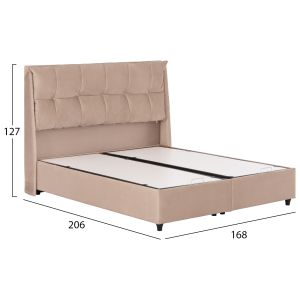 Легло с място за съхранение Dreamlet Hm716 бежово кадифе -за матрак 160x200см.