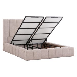 Легло с място за съхранение Remo Hm719.22 букле плат в бежово - за матрак 160x200см.