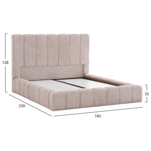 Легло с място за съхранение Remo Hm719.22 букле плат в бежово - за матрак 160x200см.