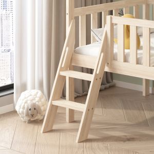 Легло с пързалка Phyllis Hm21310 борова дървесина в естествен цвят - с матрак 90x190см