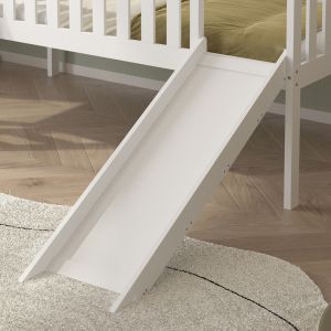 Легло с пързалка Phyllis Hm21310.01 борова дървесина в бяло - с матрак 90x190см