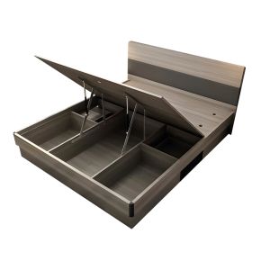 Bed with chest of drawers Daizy gray melamine/light walnut 150x200cm