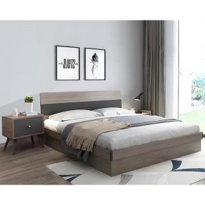 Bed with chest of drawers Daizy gray melamine/light walnut 150x200cm