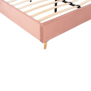 Bed with pink velvet fabric Indra Hm662,12 160x200cm