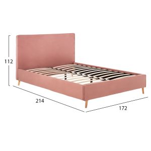 Bed with pink velvet fabric Indra Hm662,12 160x200cm