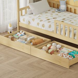 Легло с чекмеджета Phyllis Hm21324 борова дървесина в естествен дървесен цвят - с матрак 90x190см