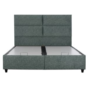 Bed with green nubuck fabric and storage space Hm622.07