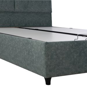 Bed with green nubuck fabric and storage space Hm622.07