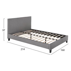 Bed with gray fabric Hm553,11 for mattress 150x200cm