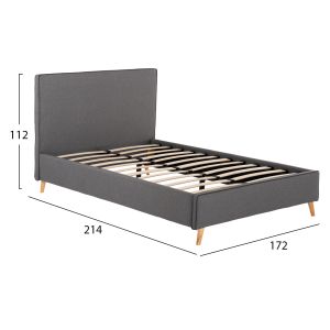 Bed with gray fabric Indra Hm662,01 for mattress 160x200cm