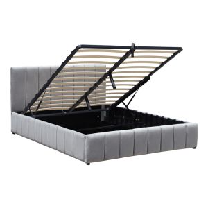 Snuggle bed with storage, velvet, grey 160x200 cm