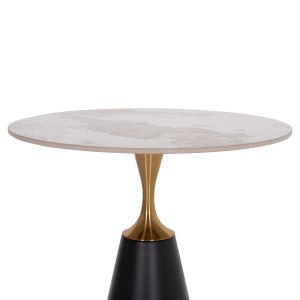 Luxury Side Table TUCANA Pandora – Sintered Stone with Black &amp; Gold Accents (Φ60)