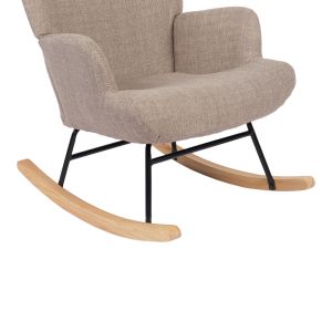 Jianna rocking armchair, gray-beige fabric and natural legs, 79x64x89cm