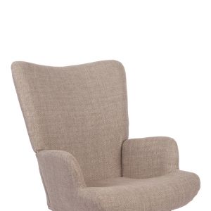 Jianna rocking armchair, gray-beige fabric and natural legs, 79x64x89cm