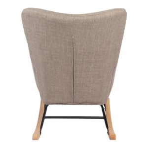 Jianna rocking armchair, gray-beige fabric and natural legs, 79x64x89cm