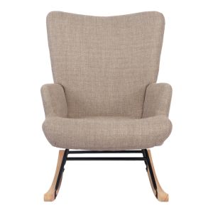 Jianna rocking armchair, gray-beige fabric and natural legs, 79x64x89cm