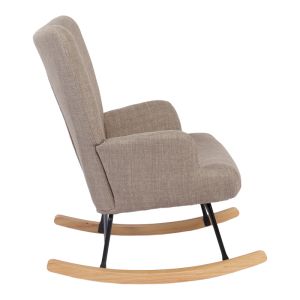 Jianna rocking armchair, gray-beige fabric and natural legs, 79x64x89cm