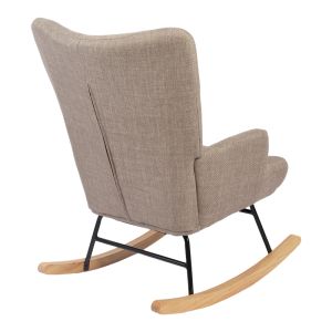 Jianna rocking armchair, gray-beige fabric and natural legs, 79x64x89cm