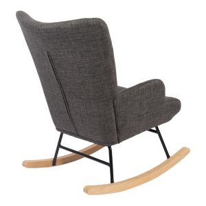 Jianna rocking armchair, dark gray fabric and natural legs, 79x64x89 cm