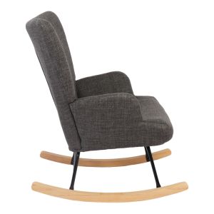 Jianna rocking armchair, dark gray fabric and natural legs, 79x64x89 cm