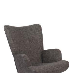 Jianna rocking armchair, dark gray fabric and natural legs, 79x64x89 cm
