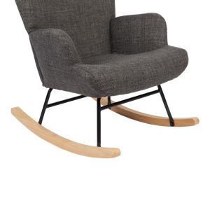 Jianna rocking armchair, dark gray fabric and natural legs, 79x64x89 cm