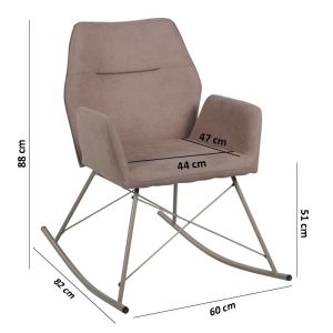 Swinng rocking chair with beige fabric and metal frame 60*82*88