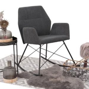 Swinng rocking chair with gray fabric and metal frame 60*82*88